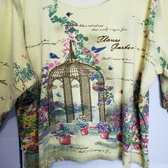 *SOLD*  CG CG Embellished Garden 3/4 Sleeve Top 2X - Picture 5 of 8